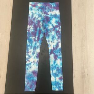 Hand-made Unique Tye-Dye Tyedye Leggings Blue Purple White - Small S 28” Inseam